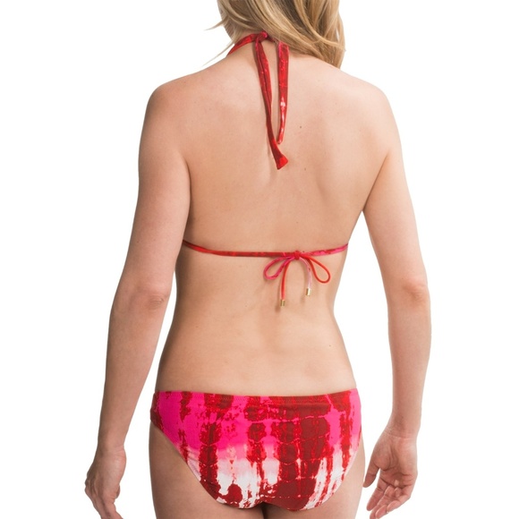 Natori Ocean Cloud Bikini Swimsuit 2 PC Triangle Slider Pink Tie Dye Size Medium - Picture 2 of 7